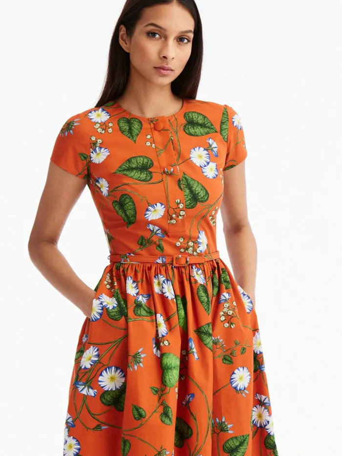 Women For The Bride Oscar De La Renta Morning Glory Cotton Poplin Dress Whitesienna Women For The Bride Oscar De La Renta Morning Glory Cotton Poplin Dress Whitesienna