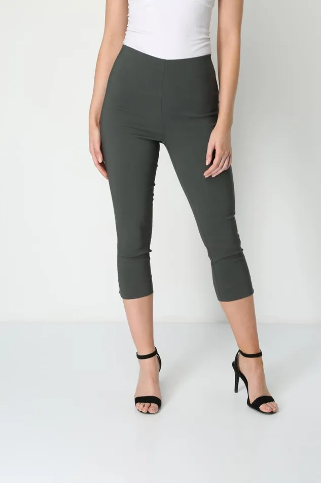 Women Forrest Elastic Waist Stretch Cropped Trousers Roman Coords