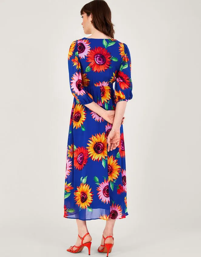 Women Francesca Floral Print Wrap Dress In Sustainable Viscose Blue Monsoon Occasionwear