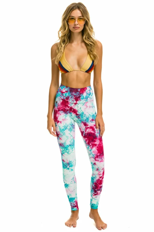Women FULL LENGTH HIRISE TIE DYE LEGGINGS 8211 TURQUOISE Aviator Nation Leggings