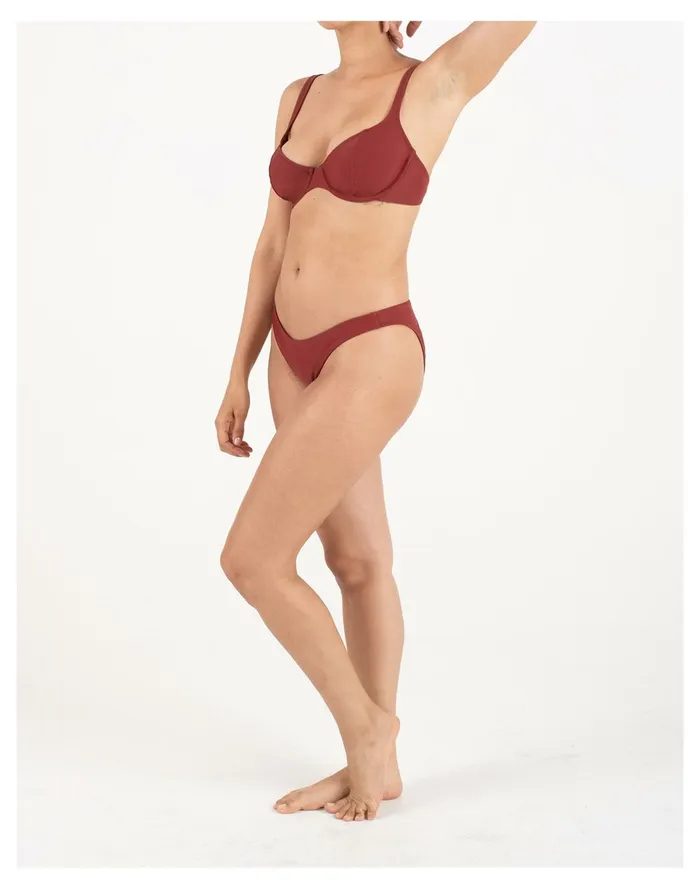 Women GALAMAAR Billie Wire Top Dark Red Madewell Swim