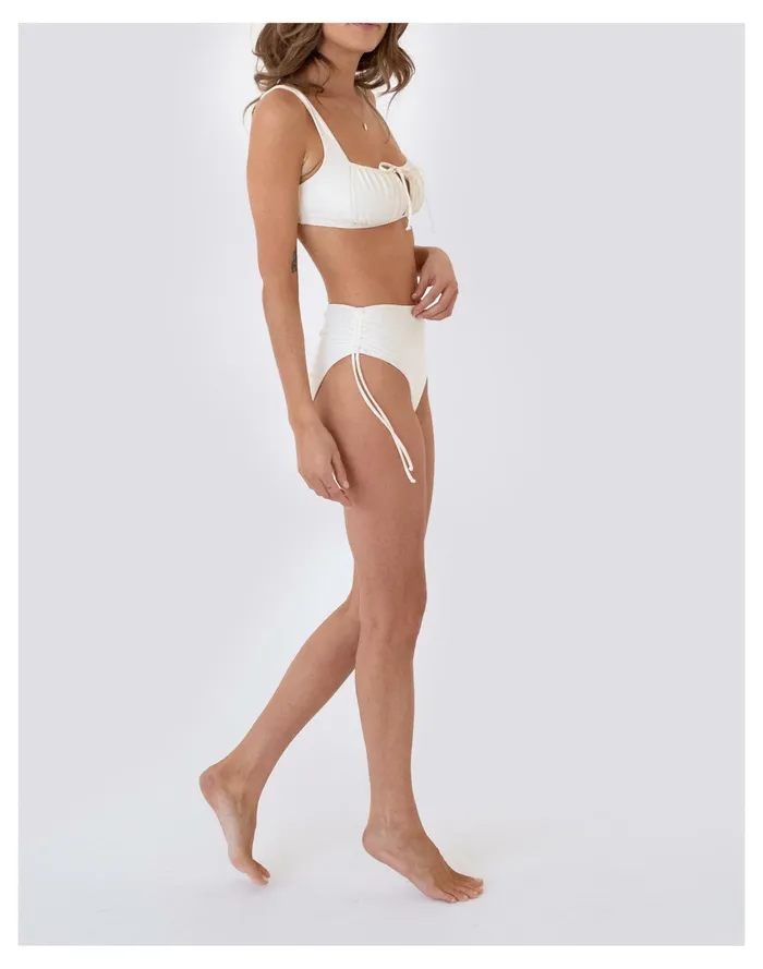 Women GALAMAAR Ruched High Waist Bikini Bottom Cream Madewell Swim Women GALAMAAR Ruched High Waist Bikini Bottom Cream Madewell Swim
