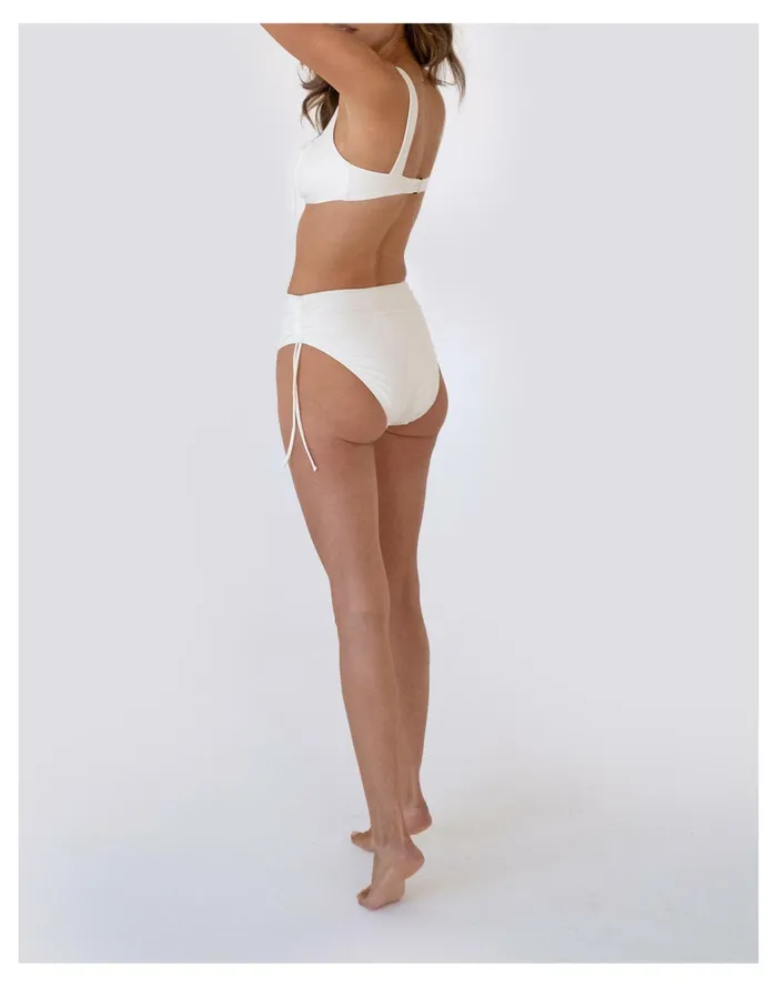 Women GALAMAAR Ruched High Waist Bikini Bottom Cream Madewell Swim Women GALAMAAR Ruched High Waist Bikini Bottom Cream Madewell Swim
