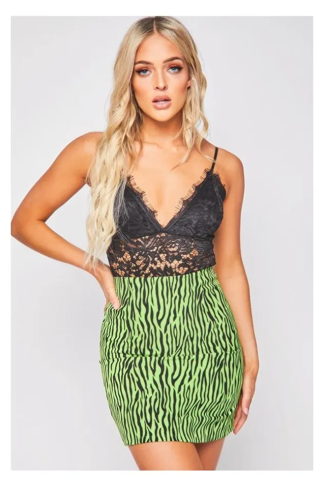 Women Geen Tiger Printed Skirt Brentiny Paris Skirts