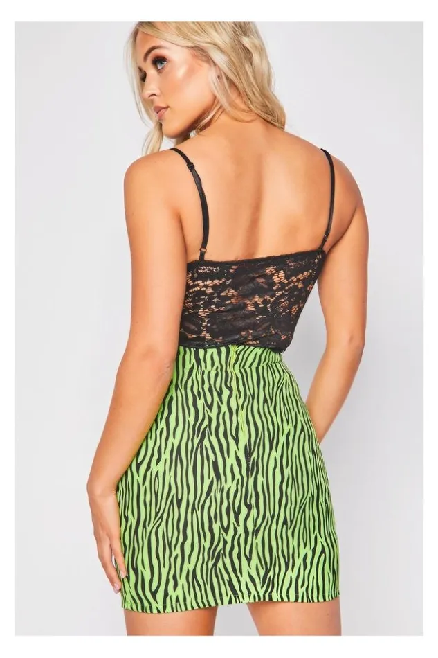 Women Geen Tiger Printed Skirt Brentiny Paris Skirts