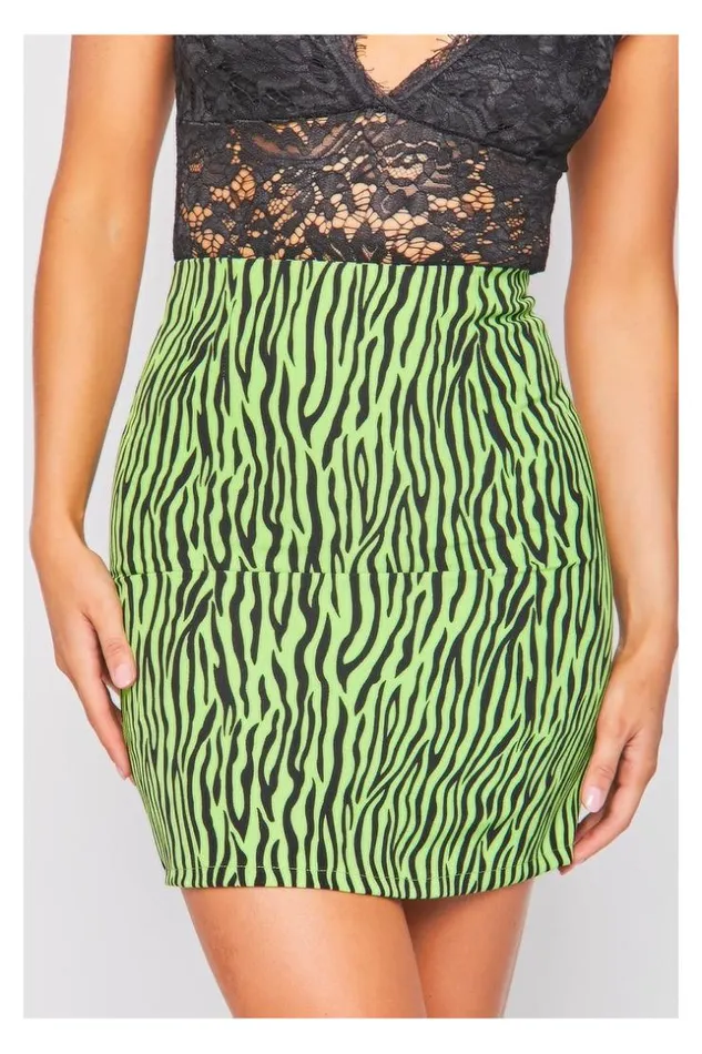 Women Geen Tiger Printed Skirt Brentiny Paris Skirts