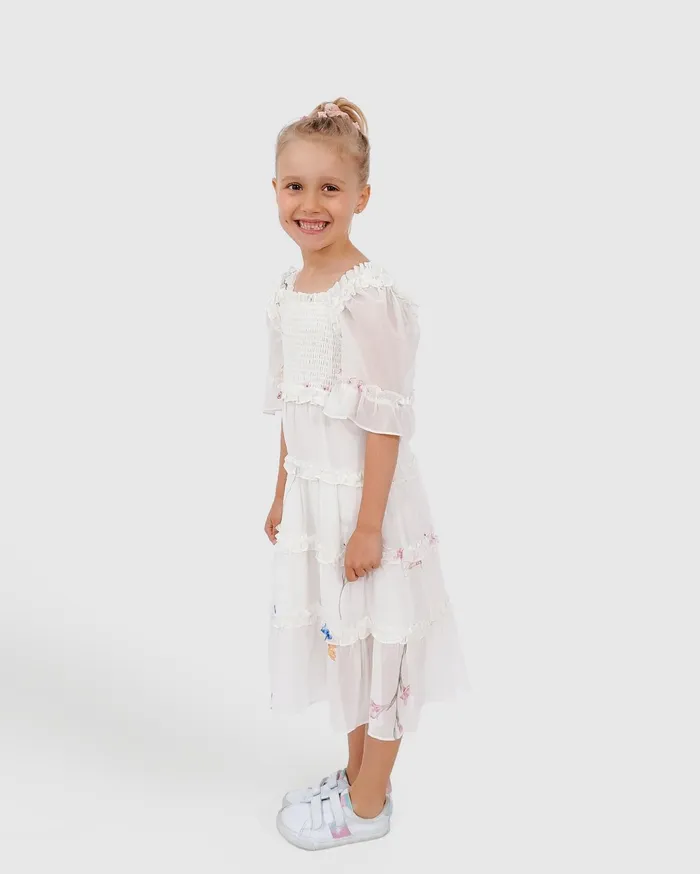 Women Girls Belle and Bloom La Fille Tiered Dress 8211 White