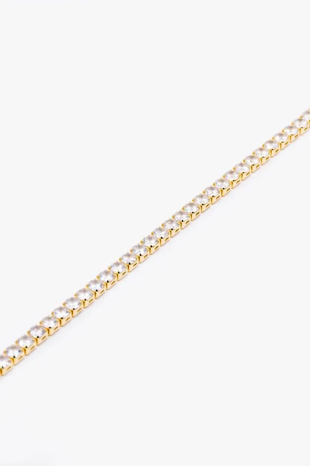 Women Gold Diamante Tennis Bracelet Roman Jewellery