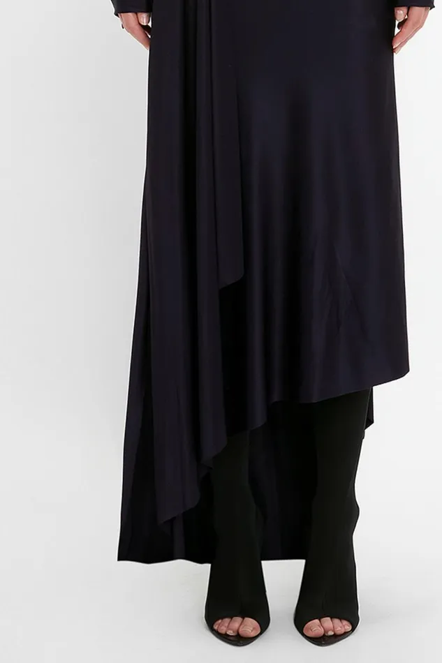 Women Gowns Victoria Beckham Long Sleeve High Neck Jersey Dress In Blackberry