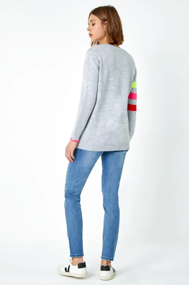 Women Grey Star Print Jumper Roman Knitwear