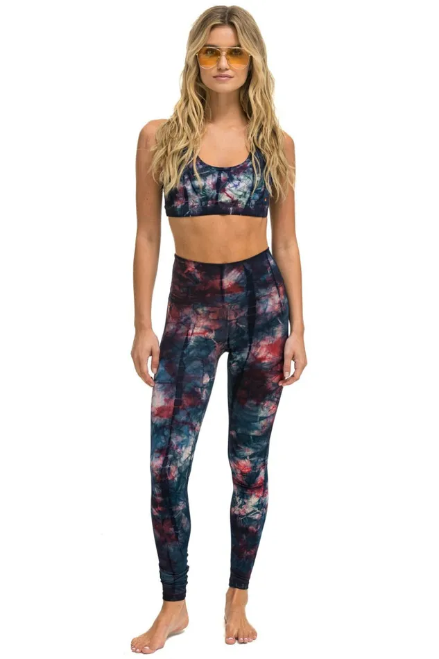 Women HAND DYED FULL LENGTH HIRISE LEGGINGS 8211 TIE DYE MULTI Aviator Nation Leggings