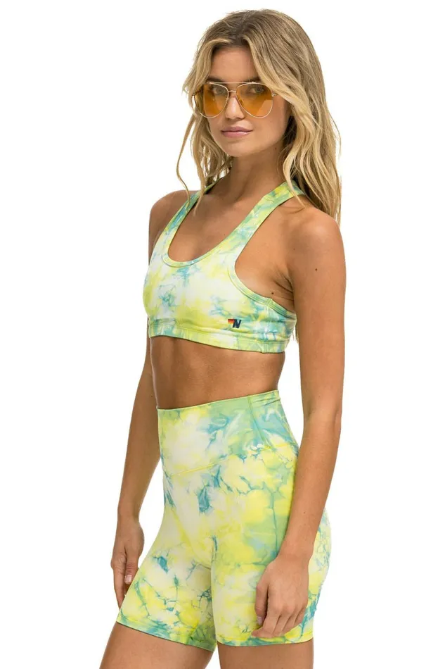 Women HAND DYED SPORTS BRA 8211 TIE DYE NEON YELLOW Aviator Nation SportsBras Women HAND DYED SPORTS BRA 8211 TIE DYE NEON YELLOW Aviator Nation SportsBras