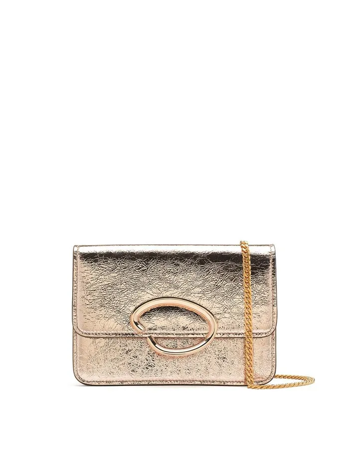 Women Handbags Oscar De La Renta Crinkle Metallic O Pochette Grapefruit