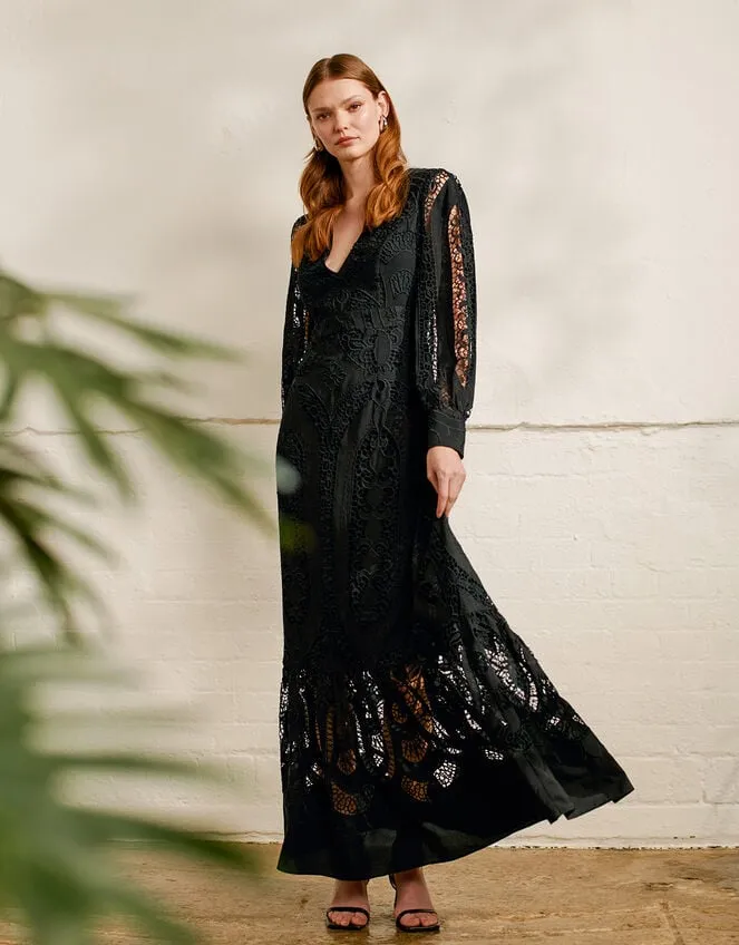 Women Harlow Lace Maxi Dress Black Monsoon Occasionwear