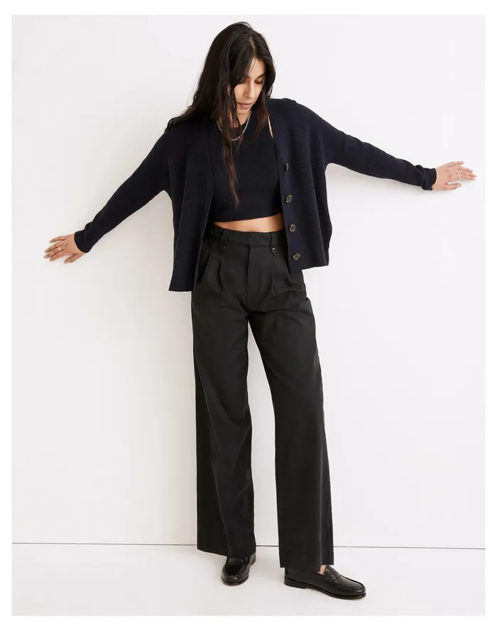 Women Harlow Wide Leg Pants True Black Madewell Pants