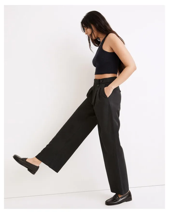 Women Harlow Wide Leg Pants True Black Madewell Pants Women Harlow Wide Leg Pants True Black Madewell Pants