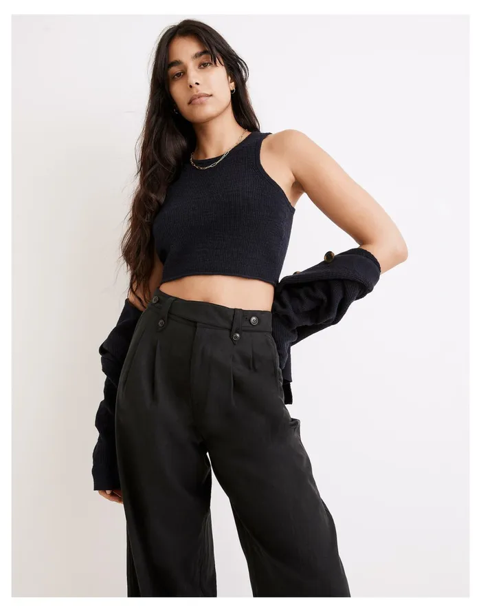 Women Harlow Wide Leg Pants True Black Madewell Pants Women Harlow Wide Leg Pants True Black Madewell Pants