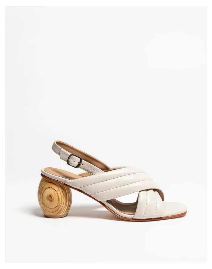 Women HUMA BLANCO Leather Franny Sandals Bone Madewell Heels