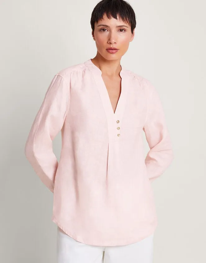 Women India Linen Shirt Pink Monsoon Tops and Blouses