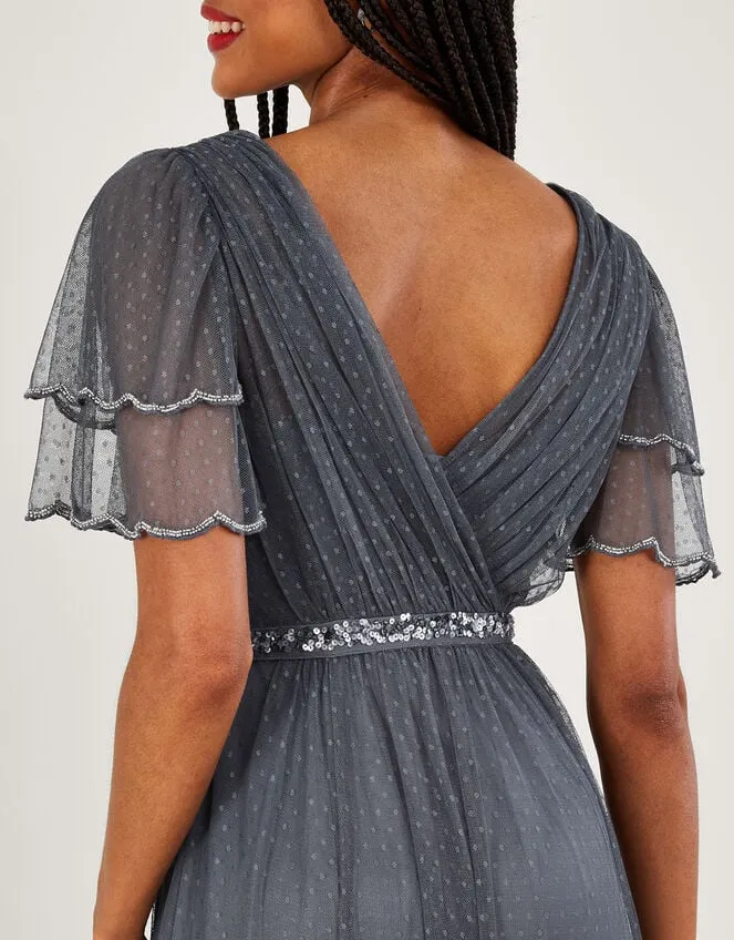 Women Isla Spot Mesh Maxi Dress Blue Monsoon Occasionwear