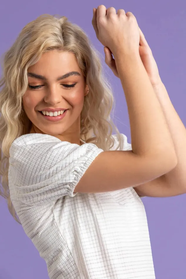 Women Ivory Textured Puff Sleeve Jersey Top Roman Tops