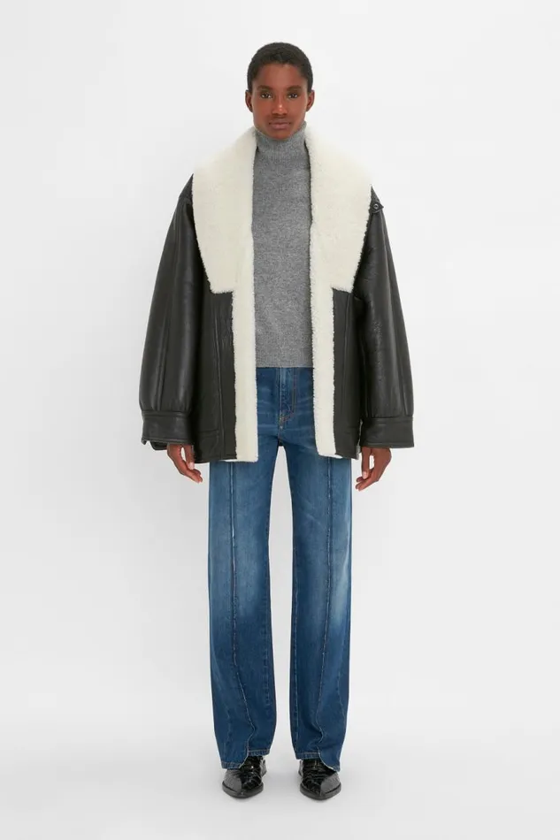 Women Jackets and Coats Victoria Beckham Shearling Coat In Monochrome