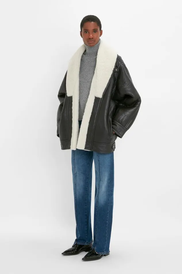 Women Jackets and Coats Victoria Beckham Shearling Coat In Monochrome