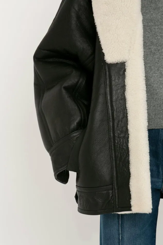 Women Jackets and Coats Victoria Beckham Shearling Coat In Monochrome