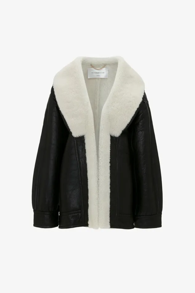 Women Jackets and Coats Victoria Beckham Shearling Coat In Monochrome