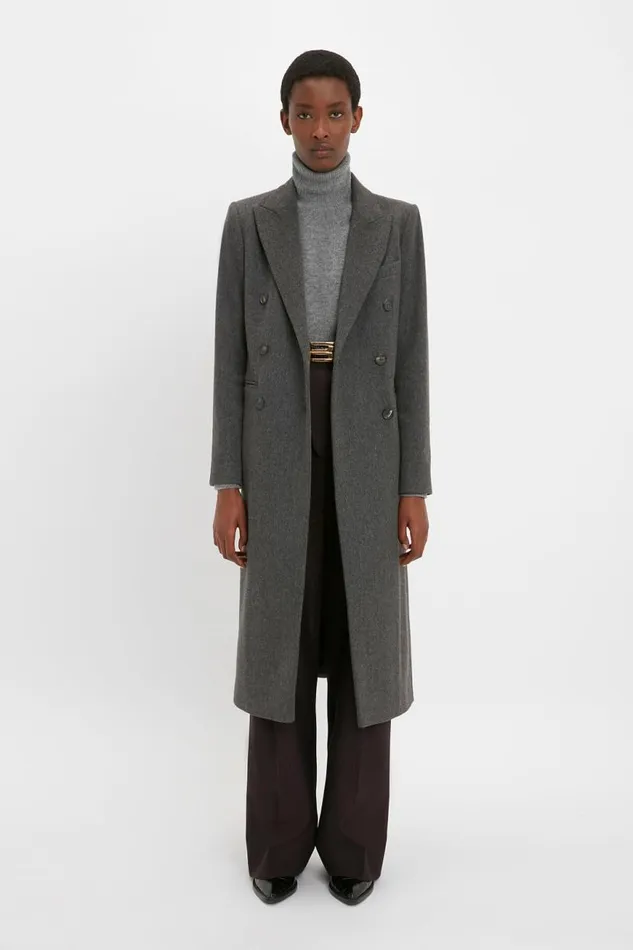 Women Jackets and Coats Victoria Beckham Tailored Slim Coat In Grey Melange