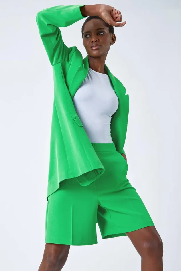 Women Jade Longline Blazer Jacket Roman Occasionwear