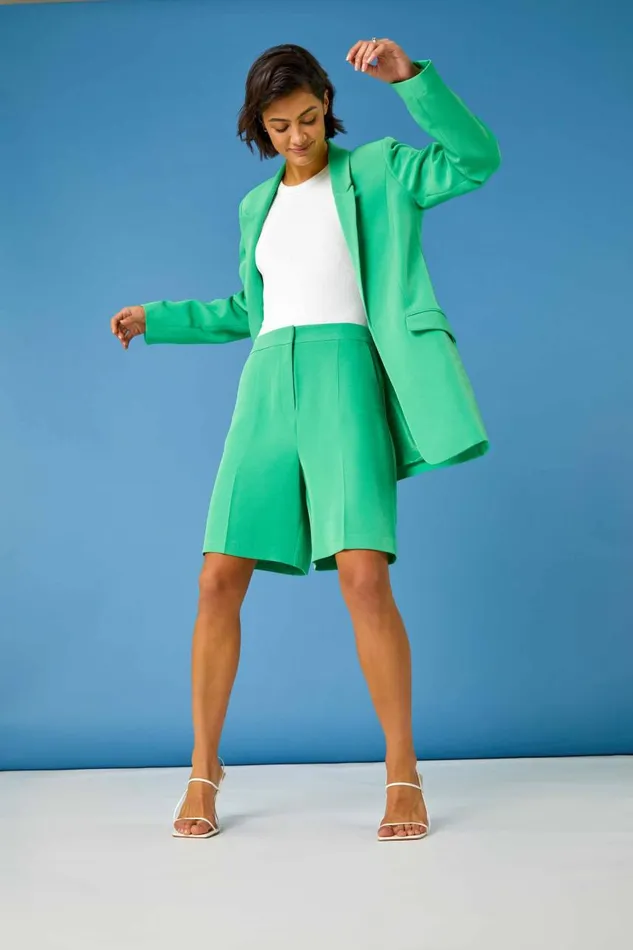 Women Jade Longline Blazer Jacket Roman Occasionwear