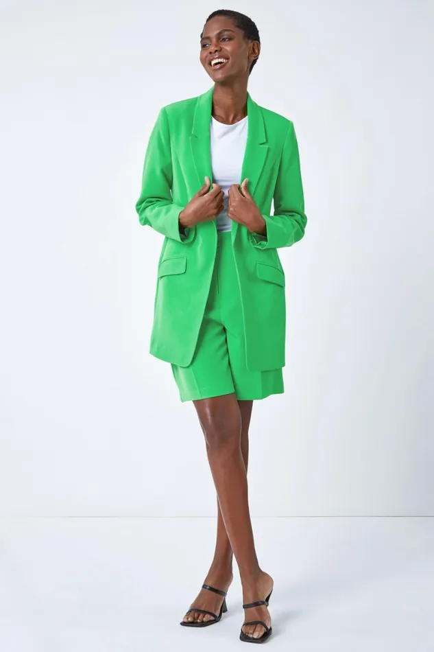 Women Jade Longline Blazer Jacket Roman Occasionwear