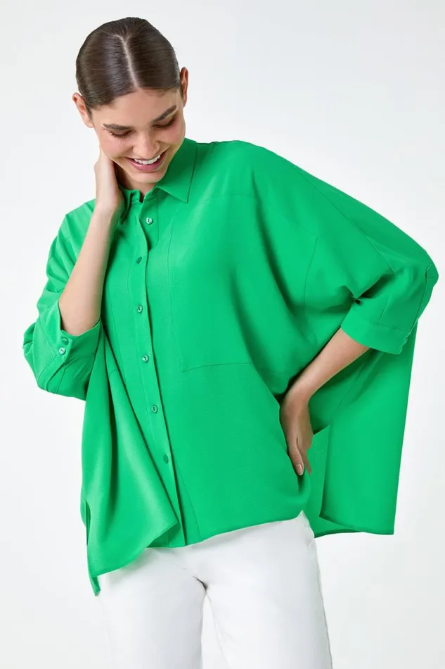 Women Jade Relaxed Smart Stretch Shirt Roman Tops