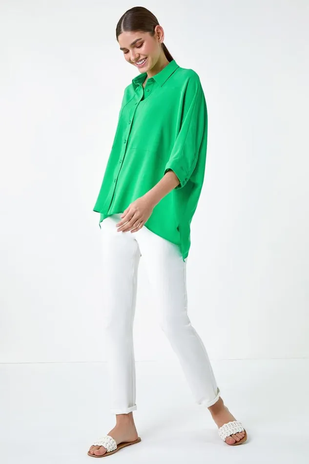 Women Jade Relaxed Smart Stretch Shirt Roman Tops