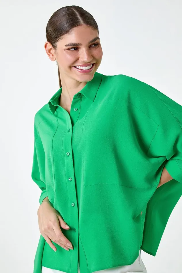 Women Jade Relaxed Smart Stretch Shirt Roman Tops
