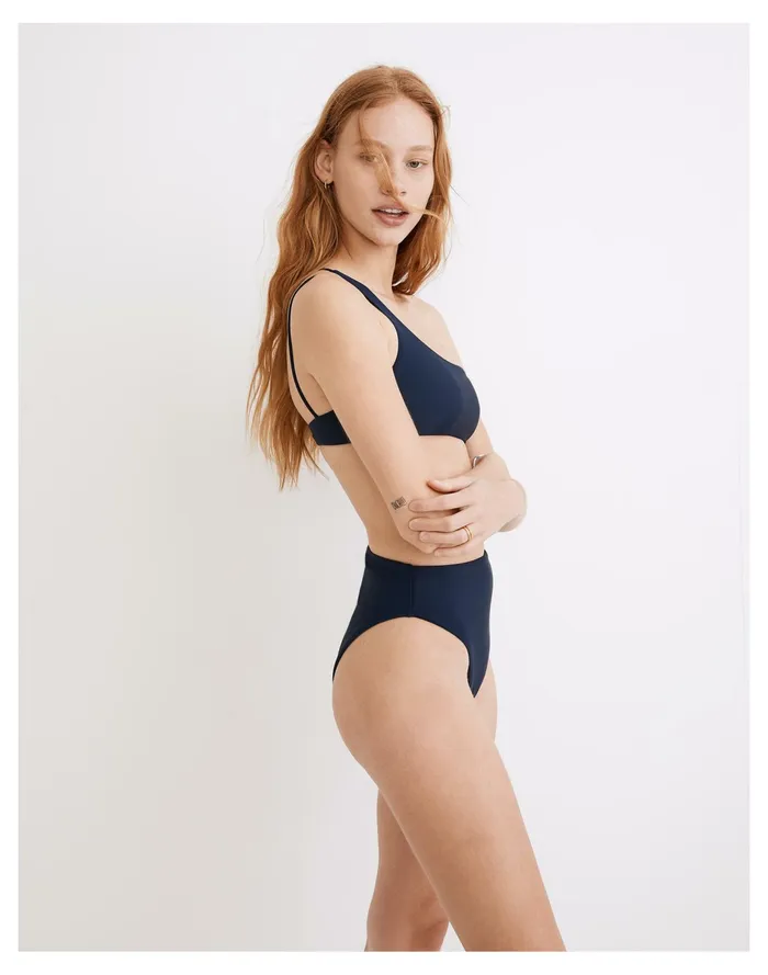 Women Jade Swim Apex One Shoulder Bikini Top Navy Madewell Swim Women Jade Swim Apex One Shoulder Bikini Top Navy Madewell Swim
