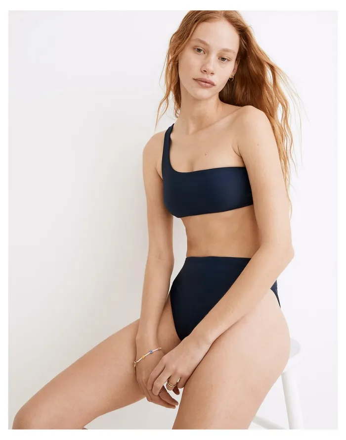 Women Jade Swim Apex One Shoulder Bikini Top Navy Madewell Swim Women Jade Swim Apex One Shoulder Bikini Top Navy Madewell Swim
