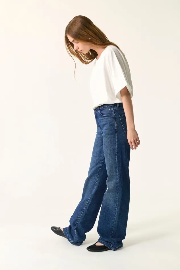 Women Jeans Louizi Indigo Jean Coton Bleu Fonc Des Petits Hauts Denim