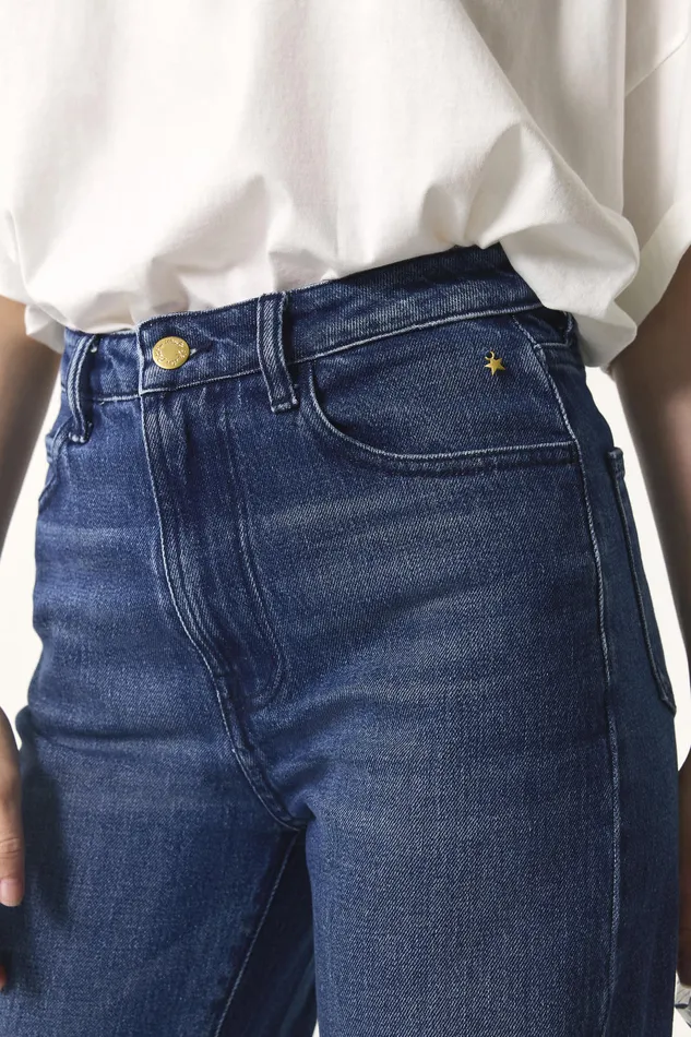 Women Jeans Louizi Indigo Jean Coton Bleu Fonc Des Petits Hauts Denim