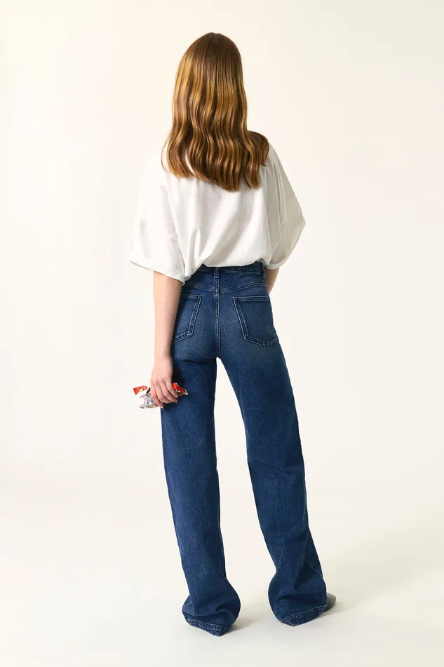 Women Jeans Louizi Indigo Jean Coton Bleu Fonc Des Petits Hauts Denim