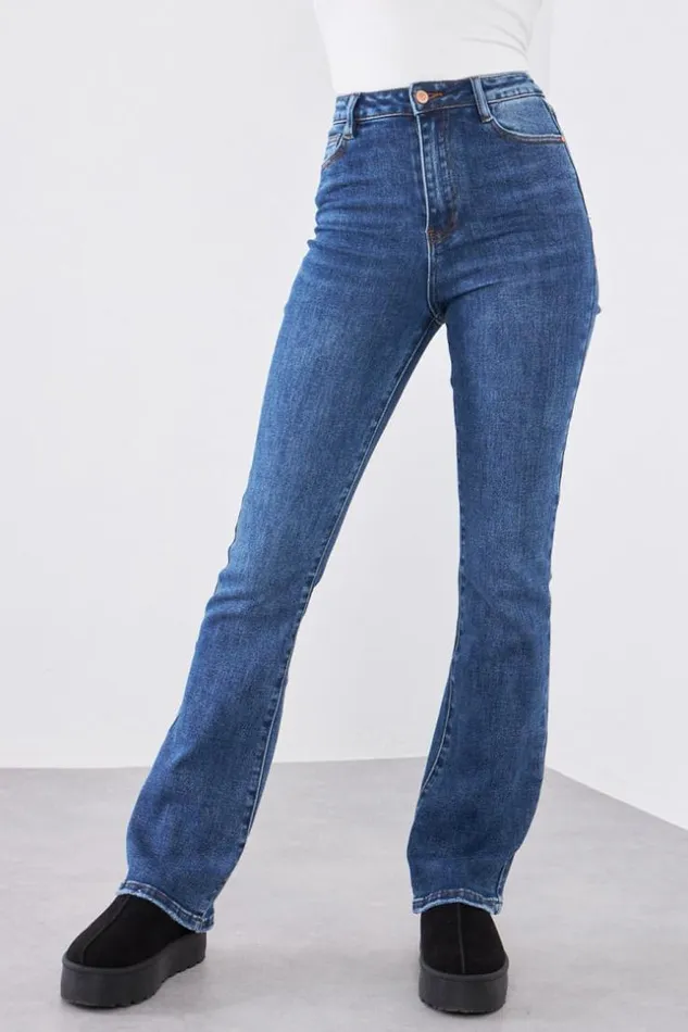 Women Jeans Skinny Flare Bleu Brut Blue Brentiny Paris Jeans
