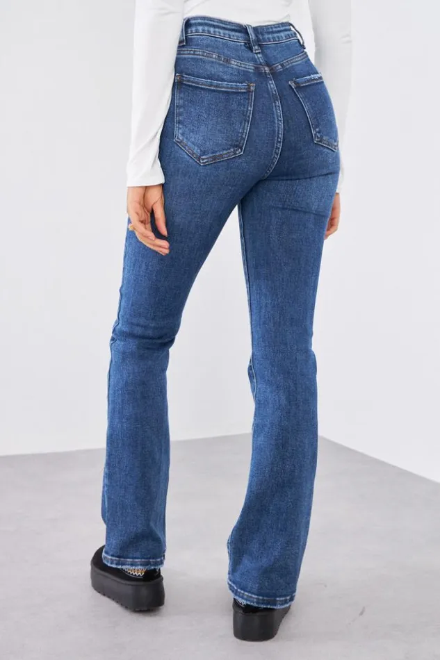 Women Jeans Skinny Flare Bleu Brut Blue Brentiny Paris Jeans