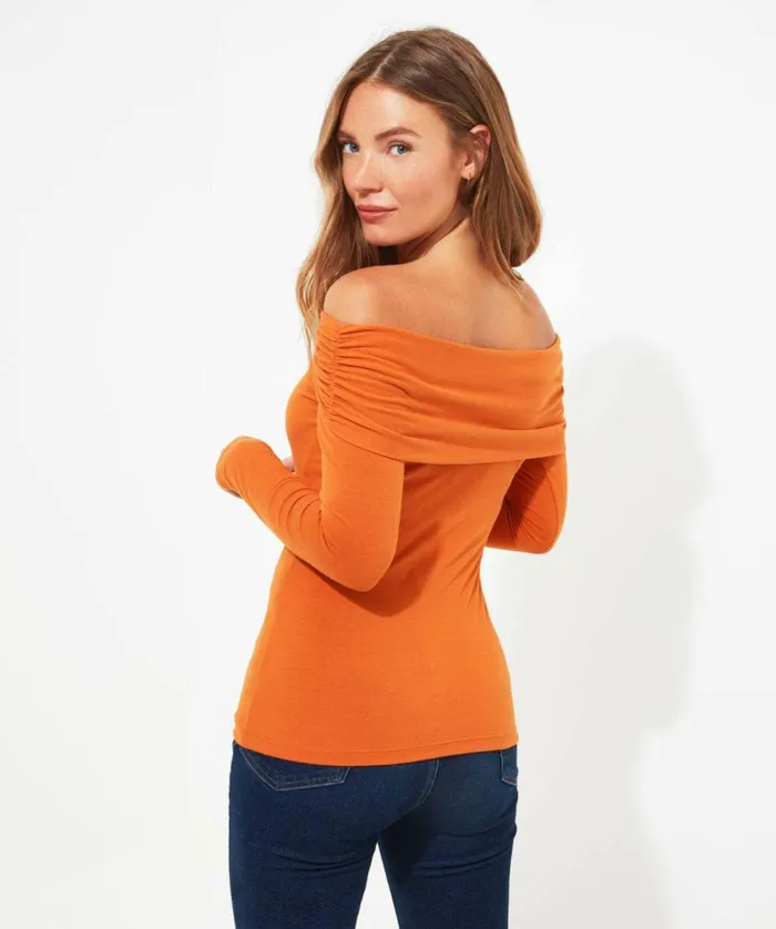 Women Joe Browns Bardot Jersey Top Blackorange Women Joe Browns Bardot Jersey Top Blackorange