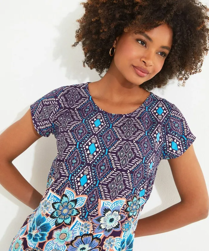 Women Joe Browns Bold And Beautiful Border Tunic Blue Women Joe Browns Bold And Beautiful Border Tunic Blue
