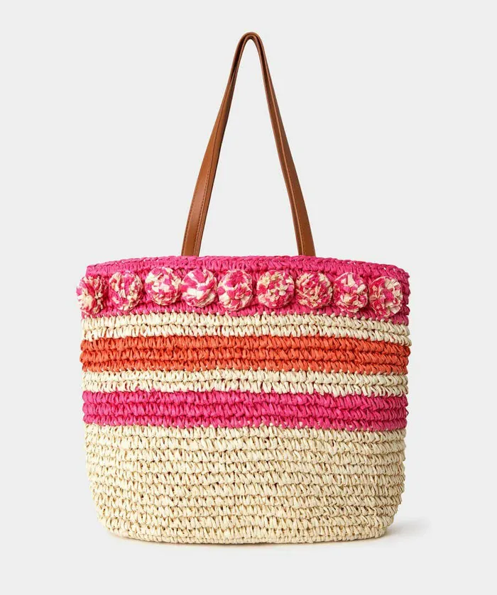 Women Joe Browns Cast Away Paper Straw Bag Pink Multi
