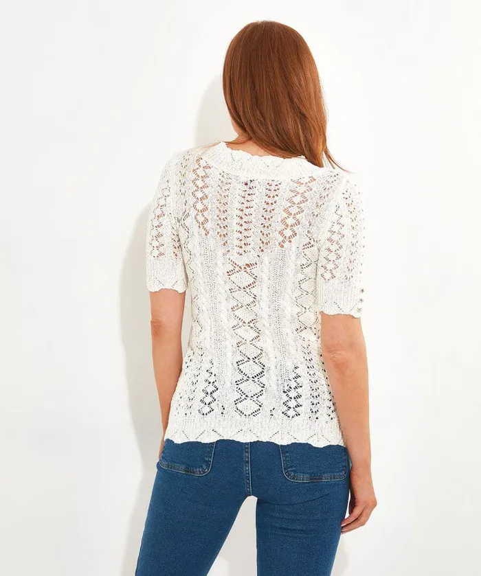 Women Joe Browns Effortlessly Elegant Short Sleeve Knit Top White Women Joe Browns Effortlessly Elegant Short Sleeve Knit Top White