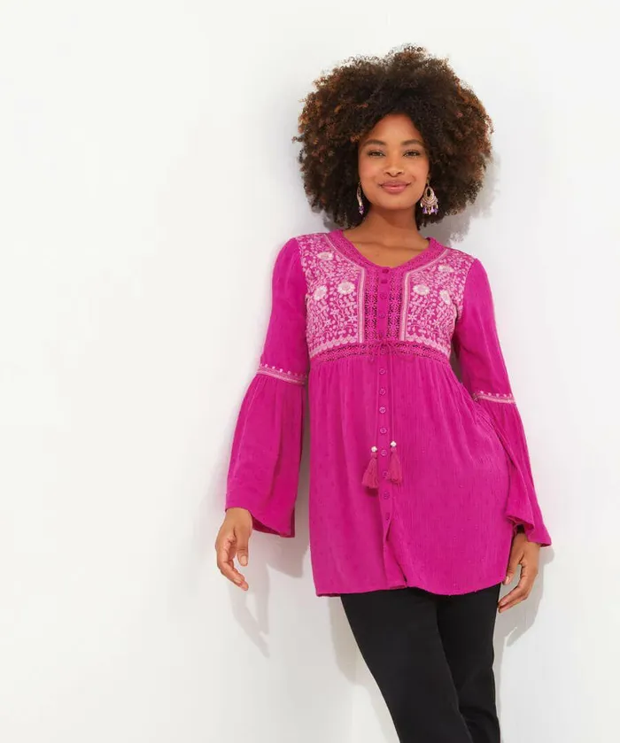 Women Joe Browns Emmy Embroidered Blouse Pink