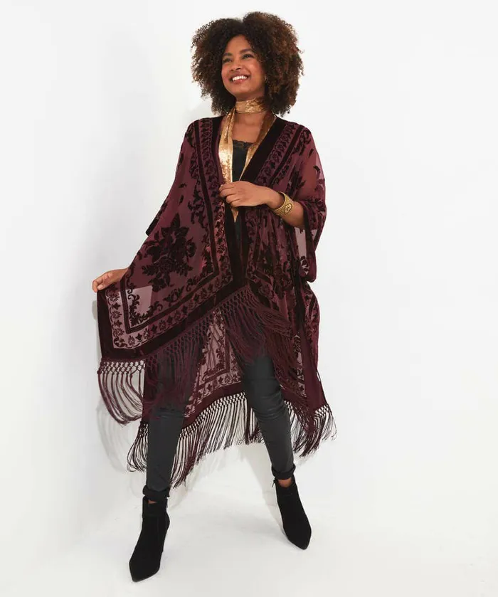 Women Joe Browns Evening Song Devore Kimono Wine Women Joe Browns Evening Song Devore Kimono Wine