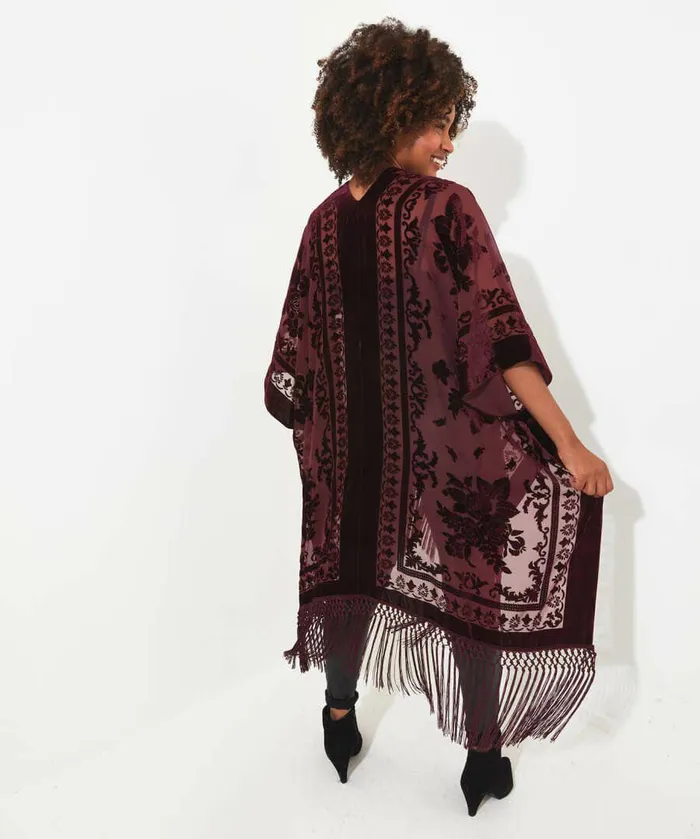 Women Joe Browns Evening Song Devore Kimono Wine Women Joe Browns Evening Song Devore Kimono Wine